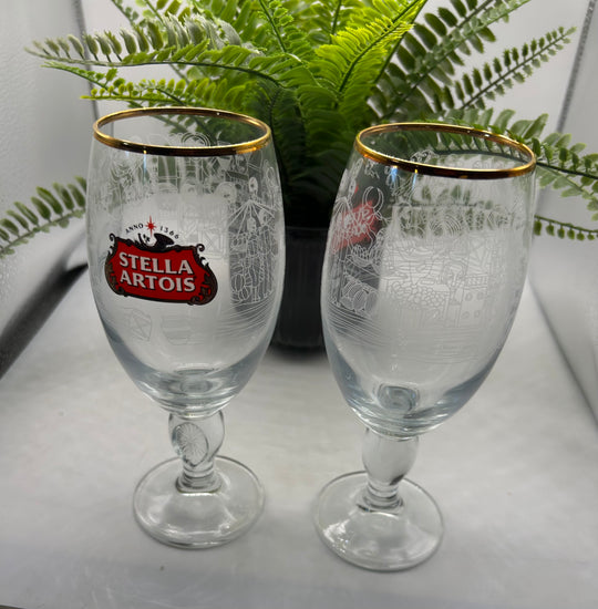 2 x limited edition Stella Artois 33cl UGANDA chalice glass