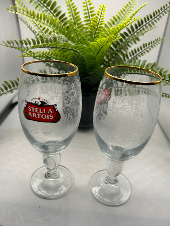 2 x limited edition Stella Artois 33cl UGANDA chalice glass