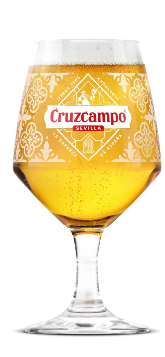 Cruzcampo Nucleated Pint Glass - 20oz Chalice