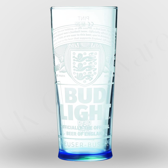 BUD light ENGLAND 3 LIONS 20oz pint glass