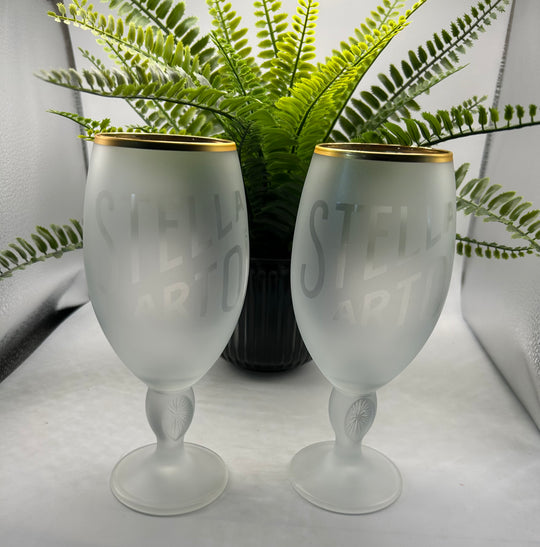 2 x Stella Artois 33cl heritage 3 chalice glass