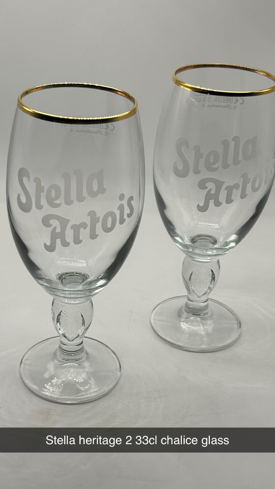 2 x Stella Artois 33cl heritage 2 chalice glass