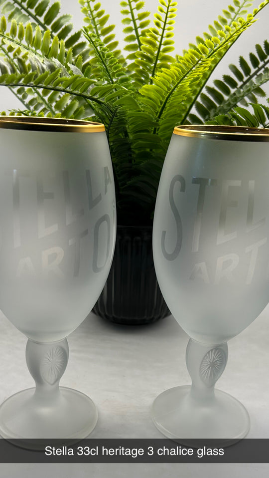 2 x Stella Artois 33cl heritage 3 chalice glass