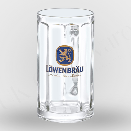 Lowenbrau 20oz pint stein glass