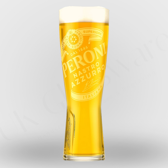 B-Grade Peroni Nucleated Pint Glass - 20oz Beer Glass