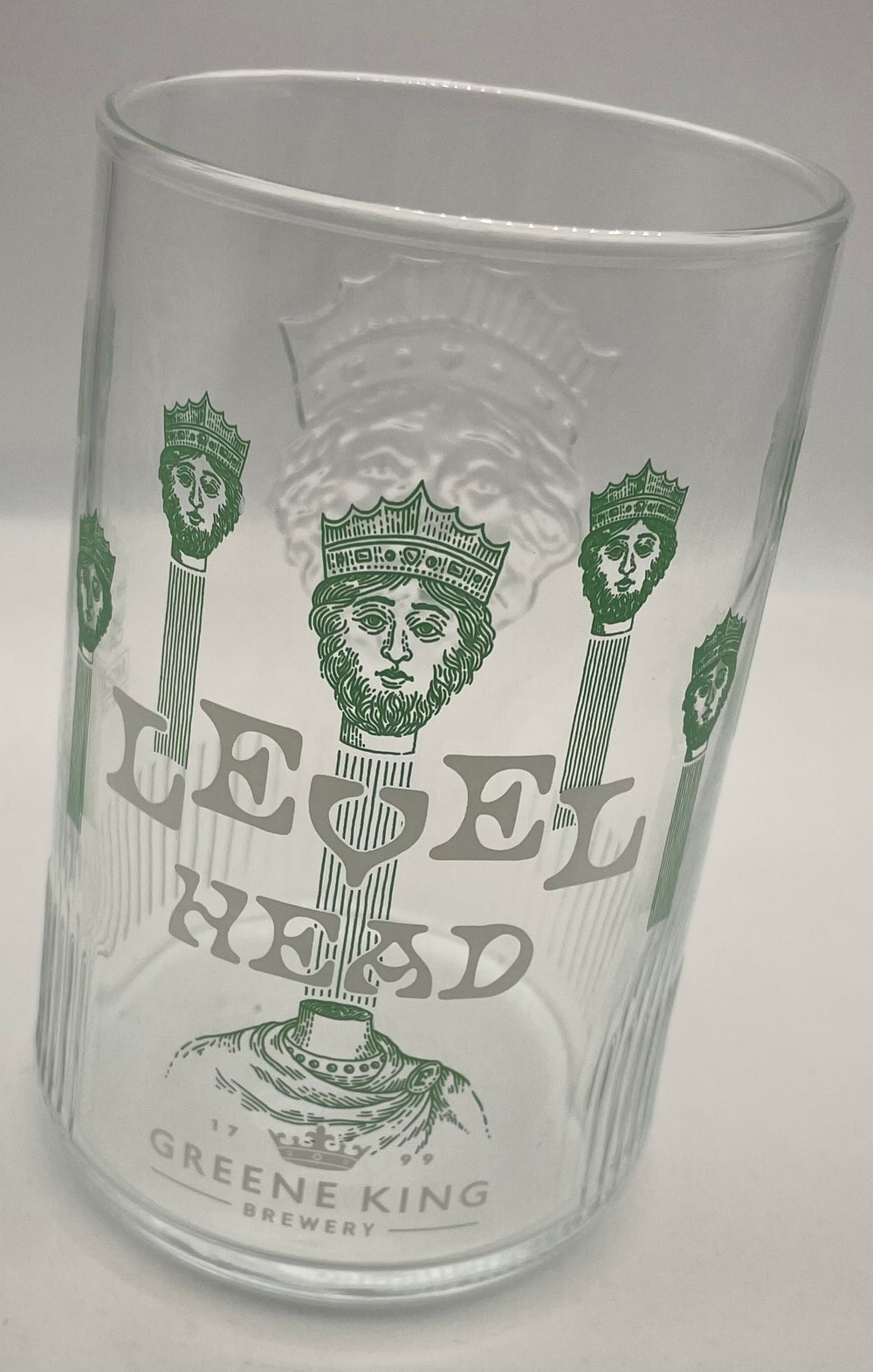 Green King level head 20oz pint glass