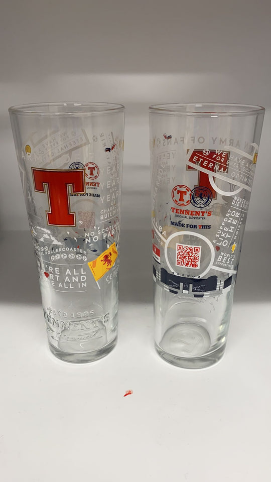 2 x Tennents football 2021 20oz pint glass