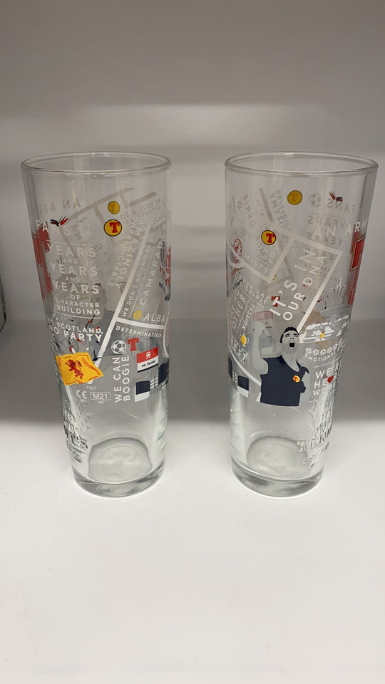 2 x Tennents football 2021 20oz pint glass