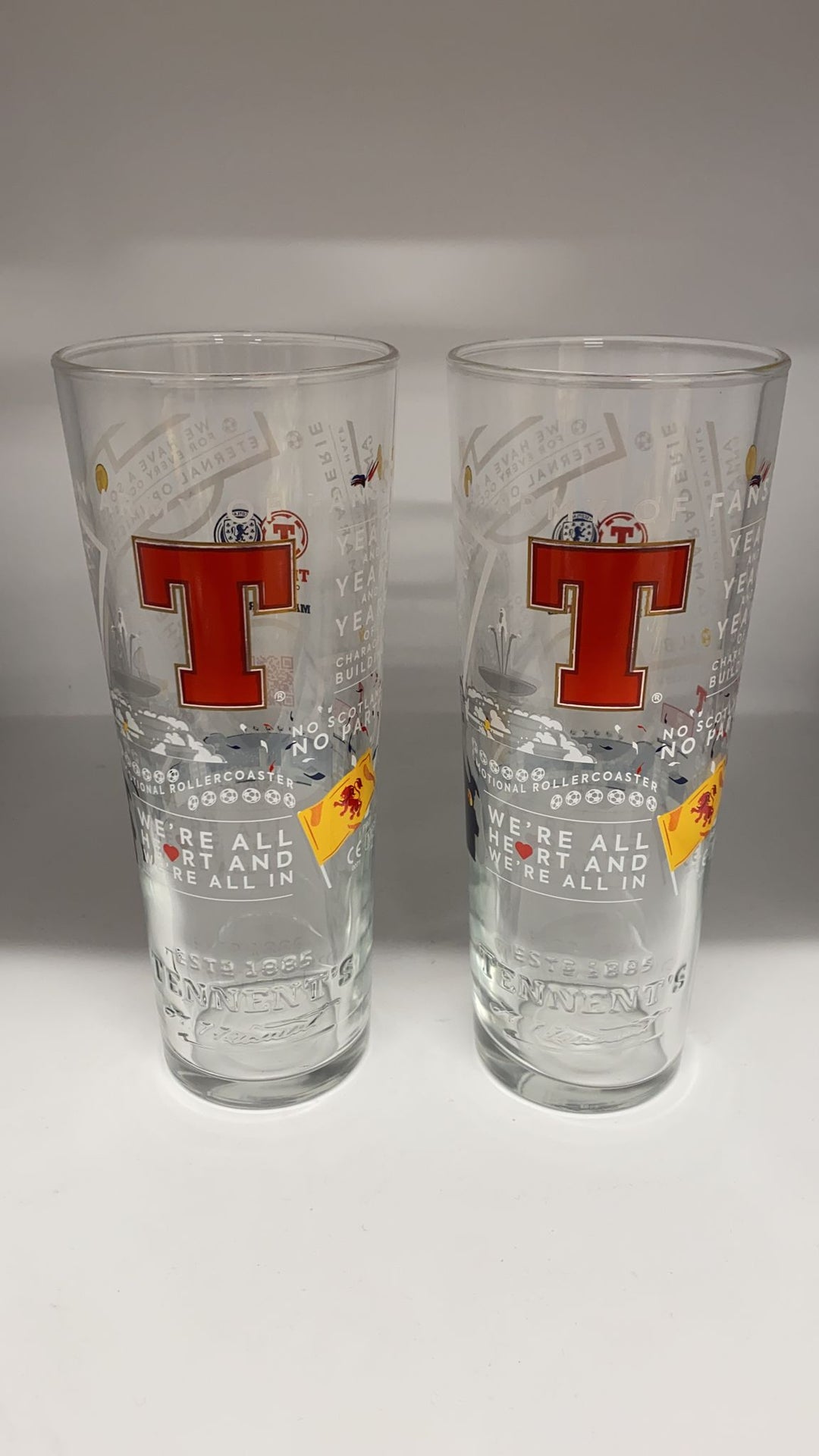 2 x Tennents football 2021 20oz pint glass