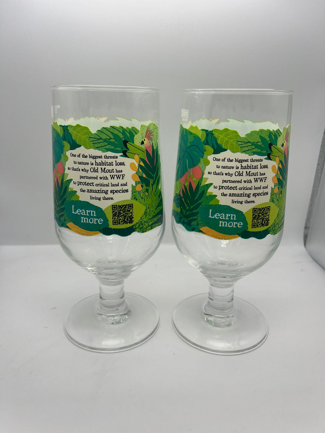 2 x limited edition WWF old mout nucleated pint glasses