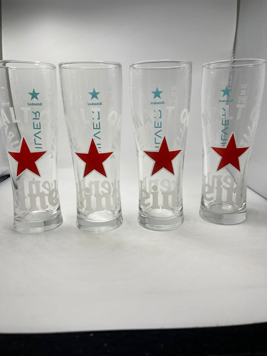 4 x Heineken silver NUCLEATED 10oz half pint glasses