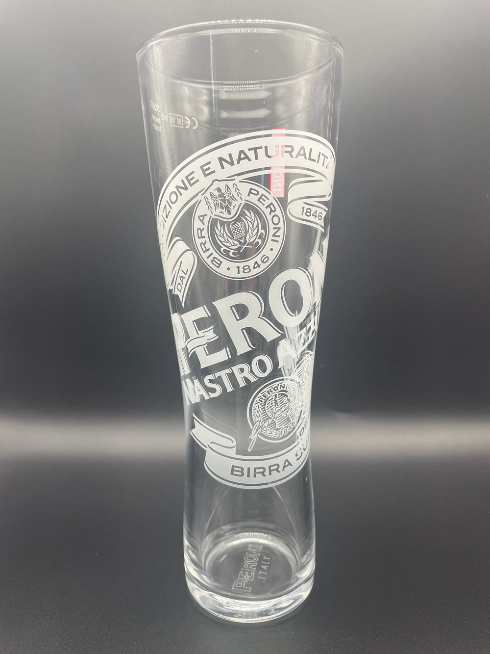 B-Grade Peroni Nucleated Pint Glass - 20oz Beer Glass